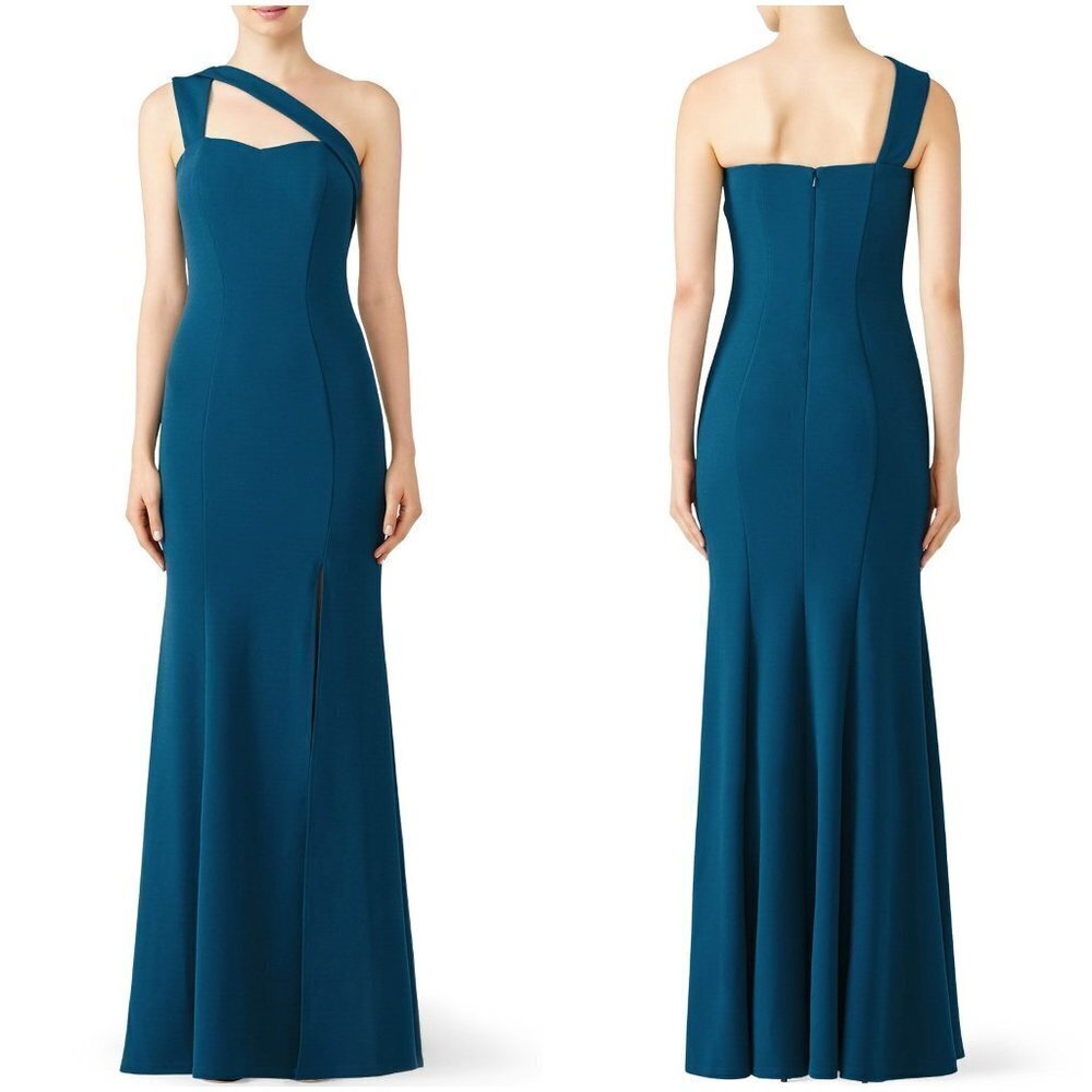 LM Collection Teal Blue One Shoulder Formal Gown $258